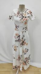 Kadın Kısa Kollu Bisiklet Yaka Puantiyeli Maksi örme Krep Elbise