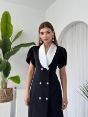 Reta Düğme Detaylı Elbise