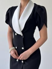 Reta Düğme Detaylı Elbise