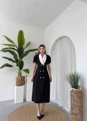 Reta Düğme Detaylı Elbise