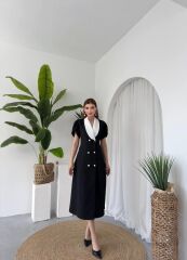 Reta Düğme Detaylı Elbise