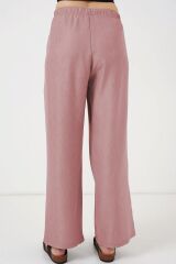 Geniş Paça Keten Pantolon 6735 - Pudra