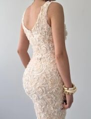 Kren Gül Detaylı Elbise