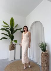 Kren Gül Detaylı Elbise