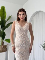 Kren Gül Detaylı Elbise