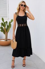 Kadın Askılı Dantel Detaylı Kiloş Janjan Krep Elbise