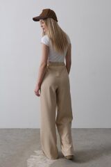 Beli Yarım Lastikli Palazzo Pantolon - Camel