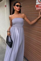 Göğsü Gipeli Straplez Elbise 2878