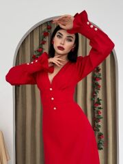 Meta Düğme Detaylı Elbise