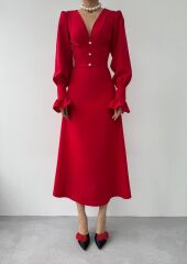 Meta Düğme Detaylı Elbise