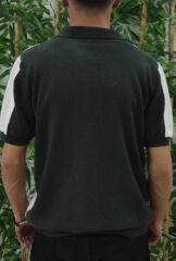 Erkek Kısa Kollu Polo Yakalı Blok Desenli Triko Bluz