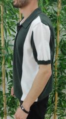 Erkek Kısa Kollu Polo Yakalı Blok Desenli Triko Bluz