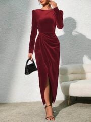 Kadın Uzun Kollu Bisiklet Yaka önden Büzgü Detaylı önden çapraz Detay