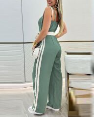 Kadın Ip Askılı Straplez Belden Kuşaklı Viskon Iki Iplik Tulum