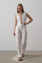 Bağlamalı Yelek - Beyaz