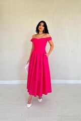 Fuşya Jakarlı Elbise