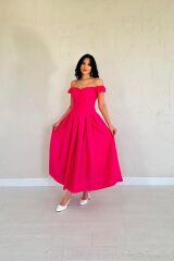 Fuşya Jakarlı Elbise