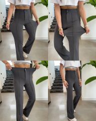 Kadın Yüksek Bel Full Likralı Krep Kumaş Pantolon