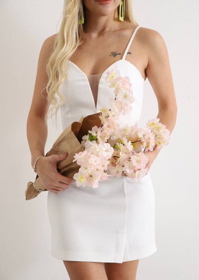 Kadın Derin V Yaka Sırt Dekolteli Fırsat Ürün Mini Elbise