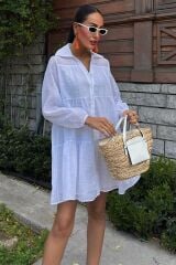 Gömlek Yaka Pileli Elbise 2898