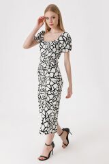 2396 Yırtmaçlı Yazlık Örme Elbise - D. Siyah