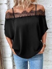 Kadın Askılı Dantel Janjan Krep Bluz