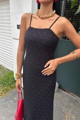 Askıları Ayarlanabilir Örme Dantel Elbise 2879