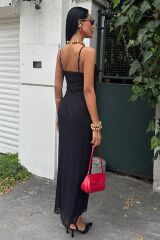 Askıları Ayarlanabilir Örme Dantel Elbise 2879