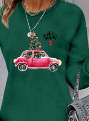 Kadın Uzun Kollu Bisiklet Yaka Desenli Viskon Iki Iplik Elbise