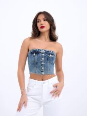 6285 KOT BLUZ-MAVİ