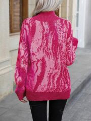 Kadın Uzun Kollu Balıkçı Yaka çok Renkli Triko Bluz