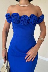 Saks Madonna Yaka Güllü Elbise