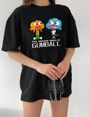 Bisiklet Yaka Baskılı Oversize T-Shirt - Siyah