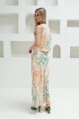 Bağcıklı Bluzlu Etek Takım - Pudra