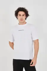 Unisex Jakar Kumaş Slim Fit T-Shirt - Beyaz