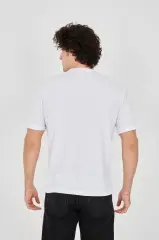 Unisex Jakar Kumaş Slim Fit T-Shirt - Beyaz