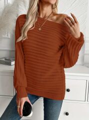 Kadın Uzun Kollu Tek Omuzu Açık Triko Bluz