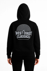 Üç İplik Kapüşonlu Ön Ve Arka Baskılı SweatShirt Hoodie - Siyah