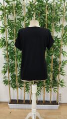 Kadın Kısa Kollu Bisiklet Yaka Dantel Detaylı Viskon Bluz