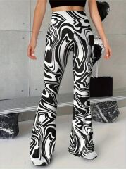 Kadın Yüksek Bel Zebra Desenli Tayt