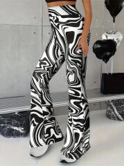 Kadın Yüksek Bel Zebra Desenli Tayt