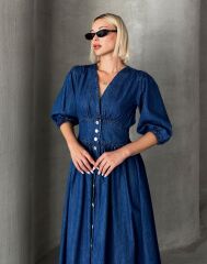 7037 KOT ELBİSE-MAVİ