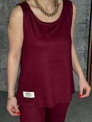 Kadın Askılı Yuvarlak Yaka Viskon Iki Iplik Bluz Ve Eşofman Altı Ikili Takım