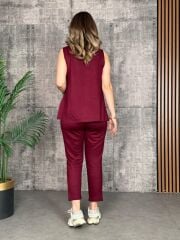 Kadın Askılı Yuvarlak Yaka Viskon Iki Iplik Bluz Ve Eşofman Altı Ikili Takım