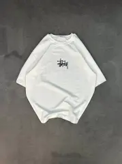 Unisex Bisiklet Yaka Baskılı Oversize T-Shirt - Beyaz