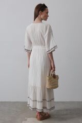 KolEtekNakışlıElbise - Beyaz