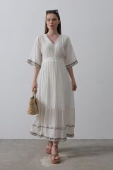 KolEtekNakışlıElbise - Beyaz