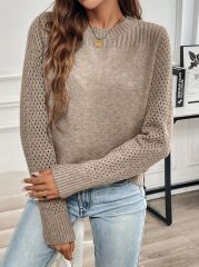 Kadın Uzun Kollu Bisiklet Yaka Triko Bluz