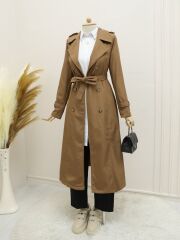 Astarlı Kemerli Trenckot -Taba