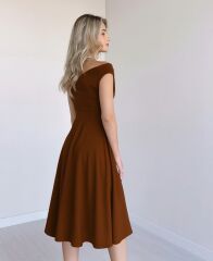 Kadın Kısa Kollu Kruvaze Yaka Eteği Volanlı Krep Elbise